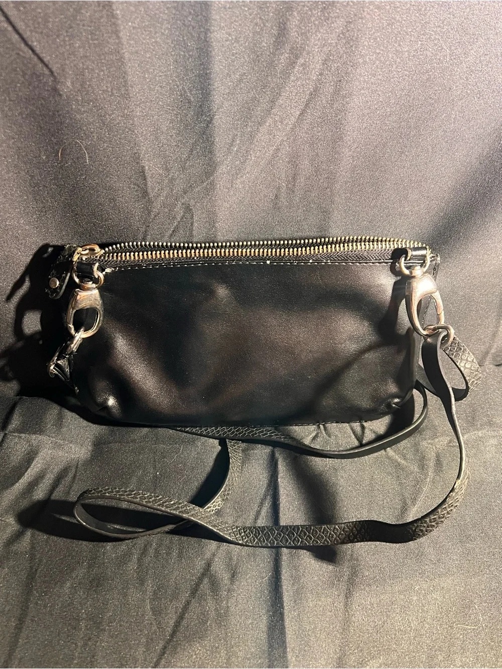 Harley-Davidson Black Snakeskin-Accent Messenger Bag